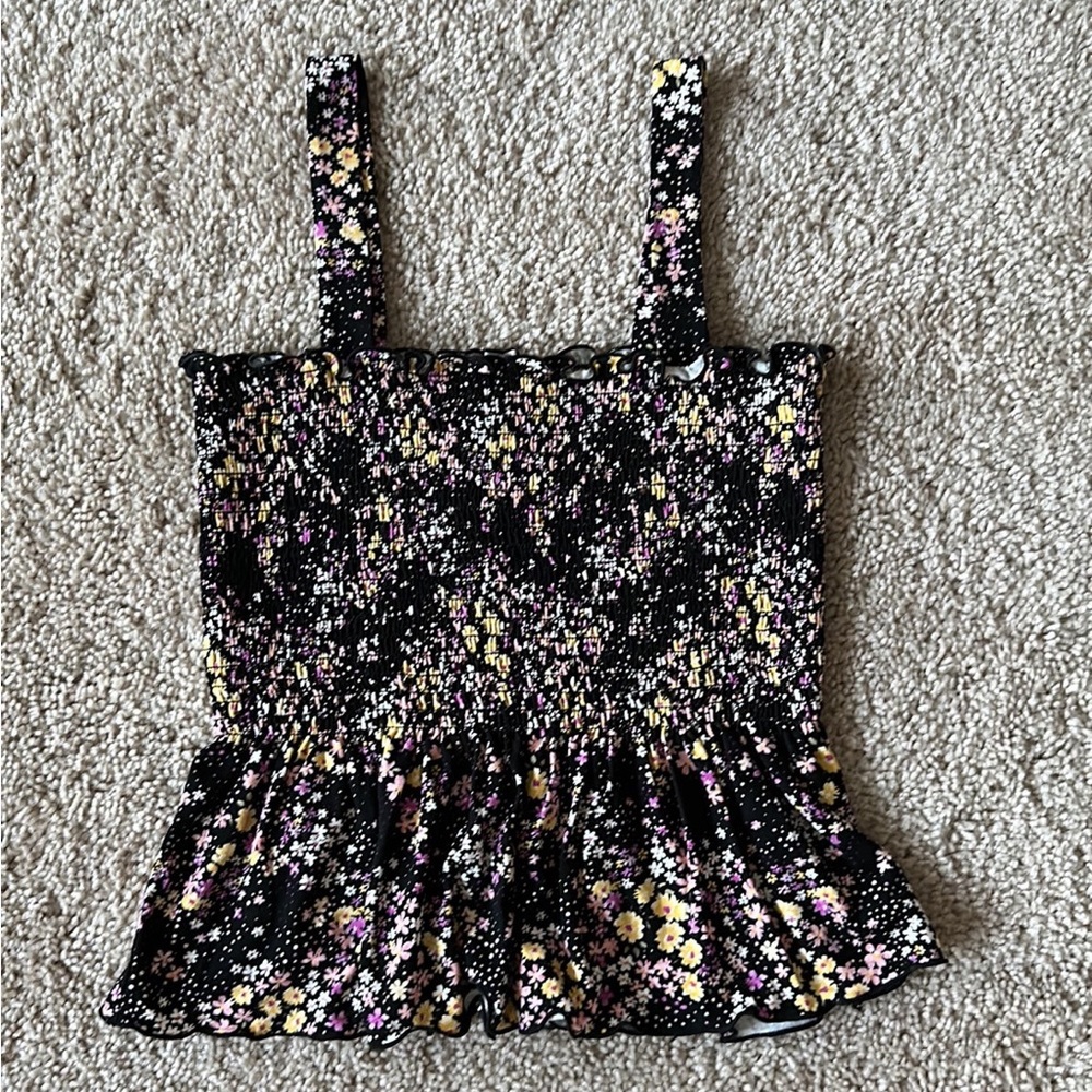 Floral Smocked Peplum Tank Top